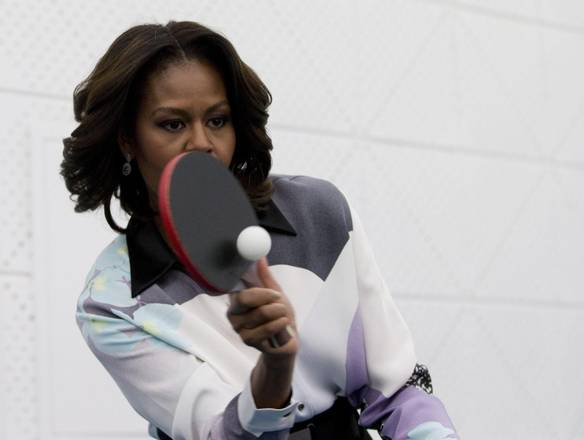 Michelle Obama e il ping pong