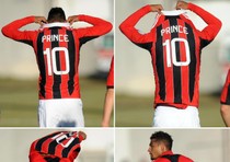 Ghanaian midfielder Kevin-Prince Boateng walks off during AC Milan's friendly at Pro Patria