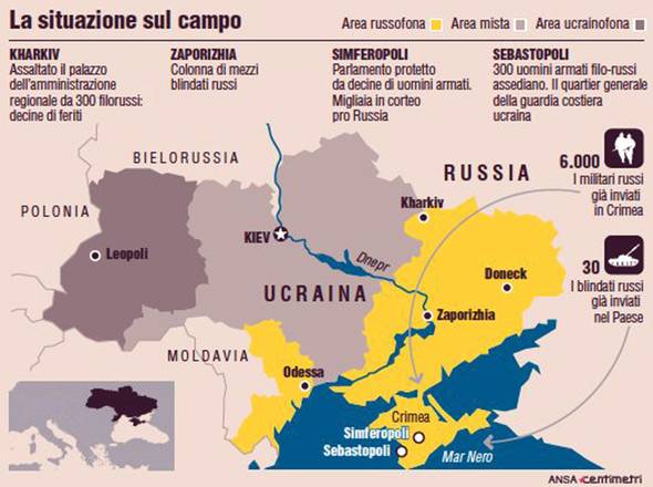 La mappa delle forze russe in campo in Ucraina