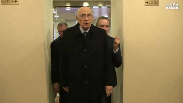 26/03/2014 ore 10:52, L'arrivo del presidente Napolitano all'ANSA