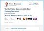 Il tweet del giornalista-blogger del Guardian Glenn Greenwald con il quale avverte di non fidarsi  dell'account twitter di Edward Snowden