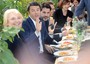 Il presidente del Consiglio Matteo Renzi gesticola con i giornalisti in occasione della visita alla  H Farm Ventures a Roncade