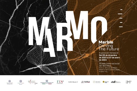 Afiche de la exposición "Mármol. Carving the Future" (ANSA)