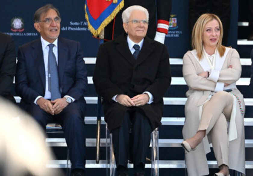 El presidente Sergop Mattarella, junto a la premier, Giorgia Meloni, en la ceremonia (ANSA)