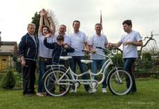 All-white 'HugBike' for pope on Autism Awareness Day
